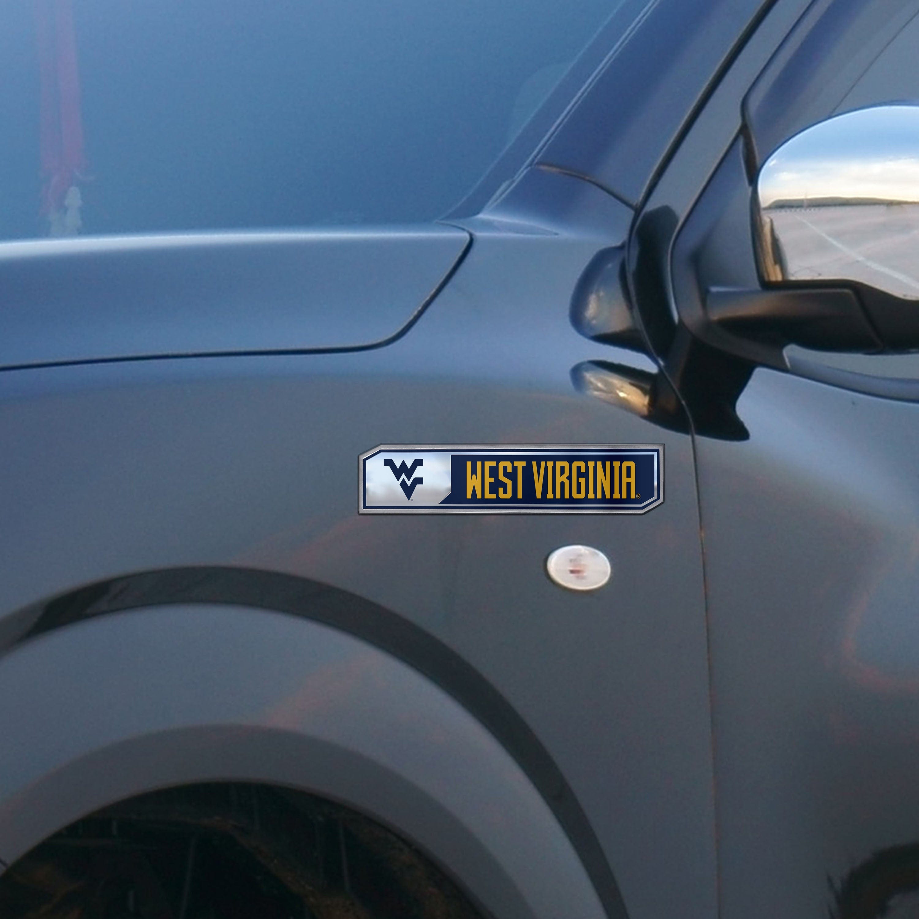 West Virginia Mountaineers 2 Piece Heavy Duty Aluminum Embossed Truck Emblem Set