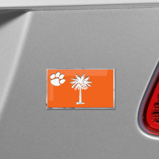 Clemson Tigers State Flag Aluminum Embossed Emblem - Clemson