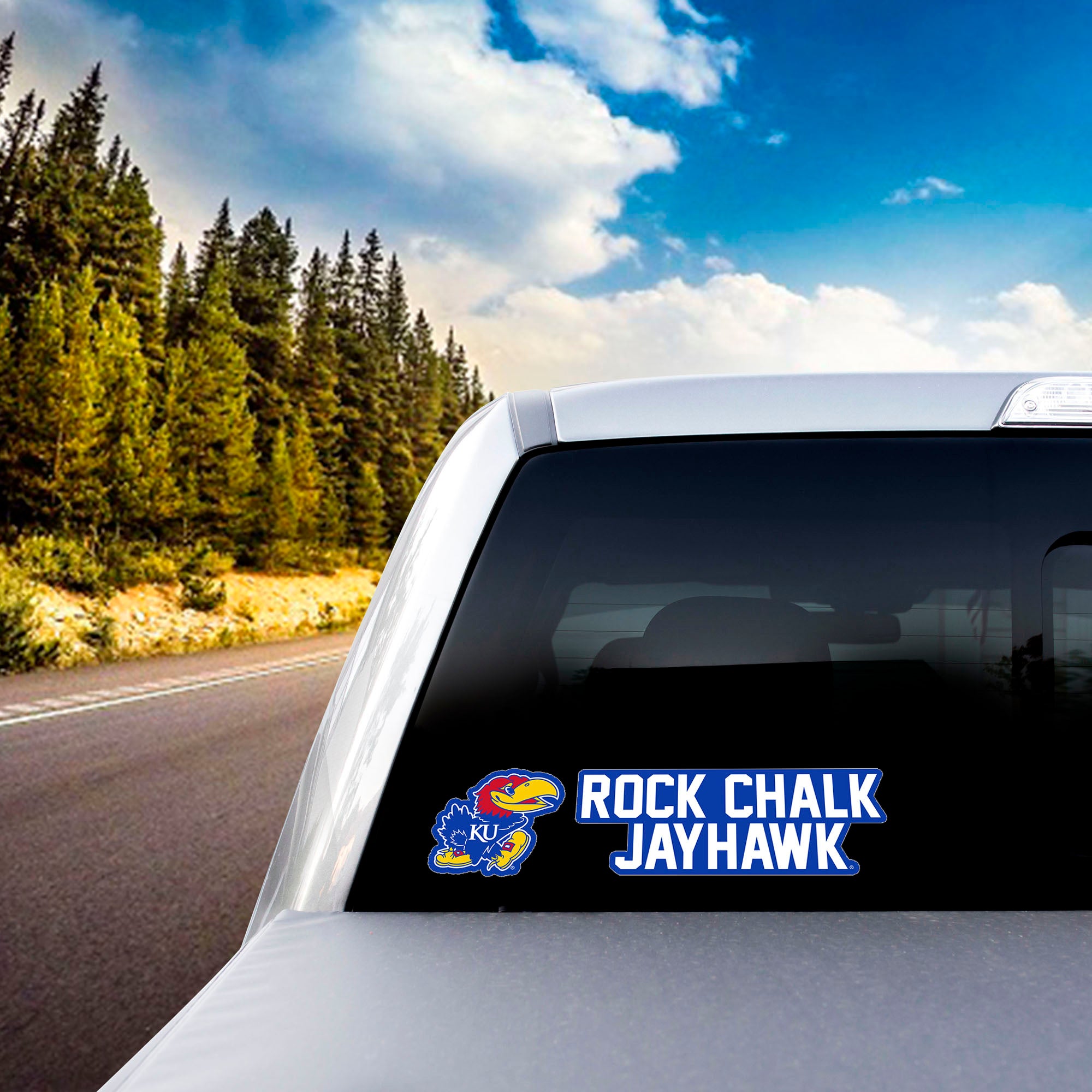 Kansas Jayhawks 2 Piece Team Slogan Decal Sticker Set