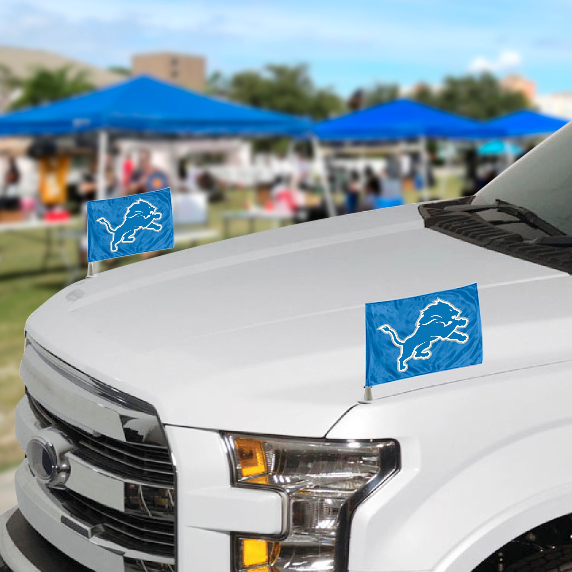 Detroit Lions Ambassador Car Flags - 2 Pack Mini Auto Flags, 4in X 6in