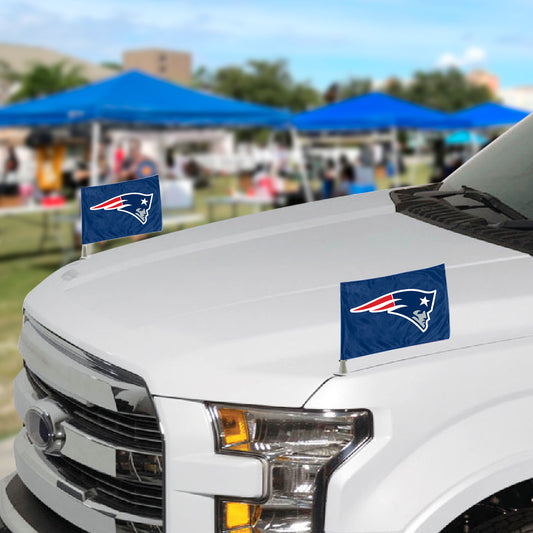 New England Patriots Ambassador Car Flags - 2 Pack Mini Auto Flags, 4in X 6in - New England Patriots