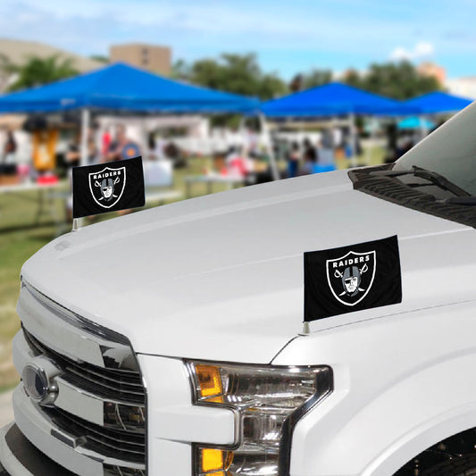 Las Vegas Raiders Ambassador Car Flags, Black - 2 Pack Mini Auto Flags, 4in X 6in