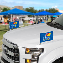 Kansas Jayhawks Ambassador Car Flags - 2 Pack Mini Auto Flags, 4in X 6in