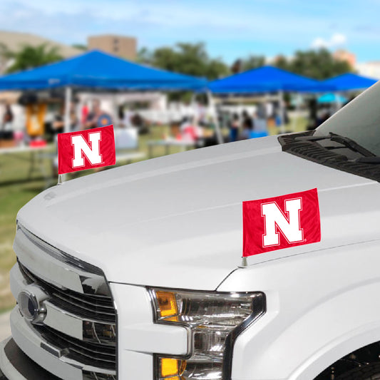 Nebraska Cornhuskers Ambassador Car Flags - 2 Pack Mini Auto Flags, 4in X 6in - Nebraska