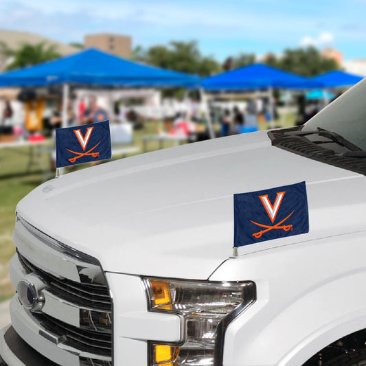 Virginia Cavaliers Ambassador Car Flags - 2 Pack Mini Auto Flags, 4in X 6in