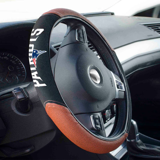 New England Patriots Football Grip Steering Wheel Cover 15" Diameter - New England Patriots