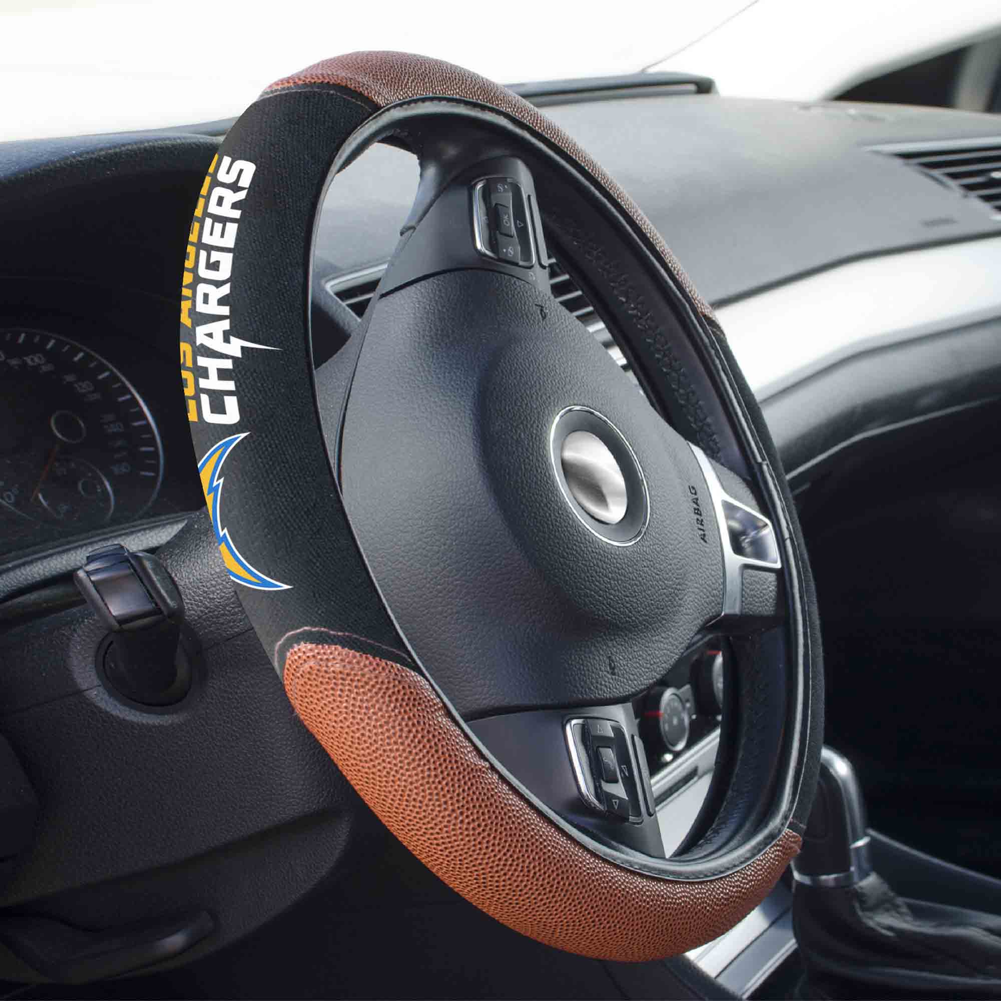 Los Angeles Chargers Football Grip Steering Wheel Cover 15" Diameter