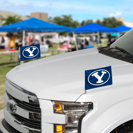 BYU Cougars Ambassador Car Flags - 2 Pack Mini Auto Flags, 4in X 6in