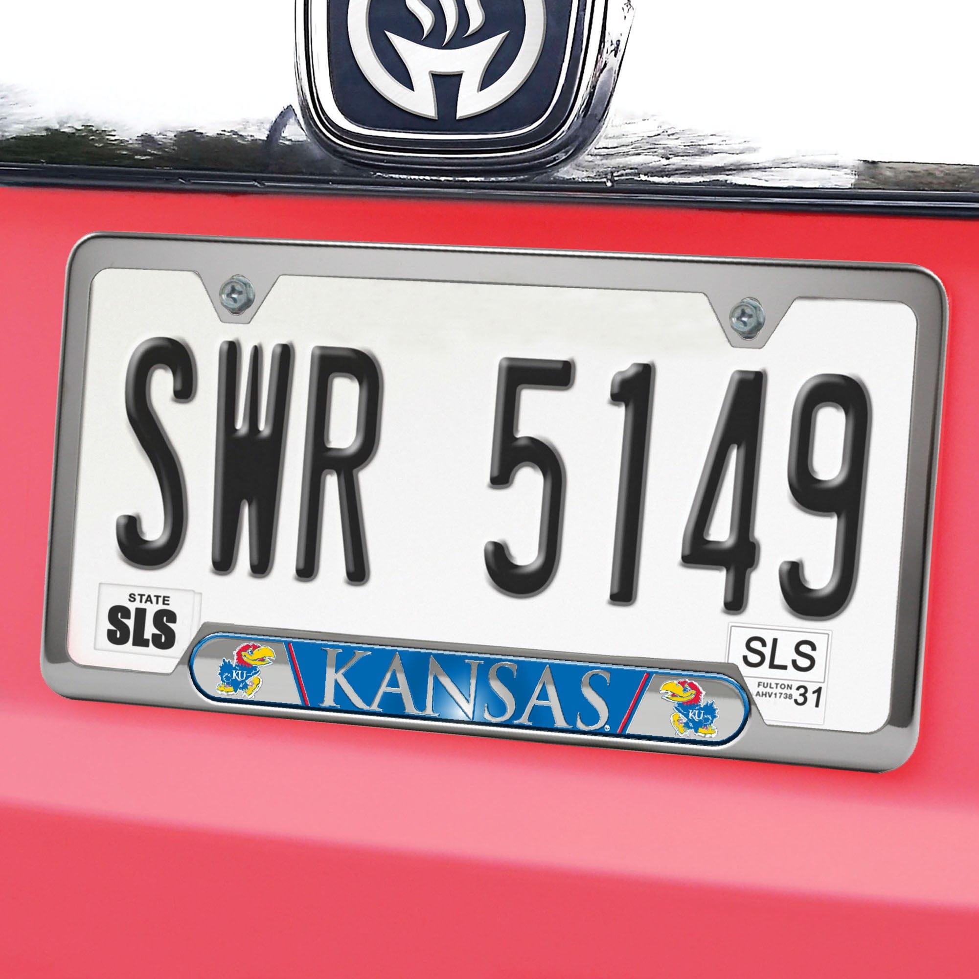 Kansas Jayhawks Embossed License Plate Frame, 6.25in x 12.25in - Kansas