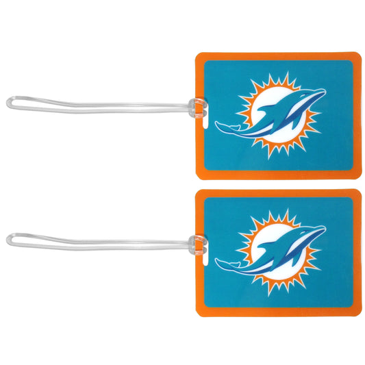 Miami Dolphins Vinyl Luggage Tag 2pk