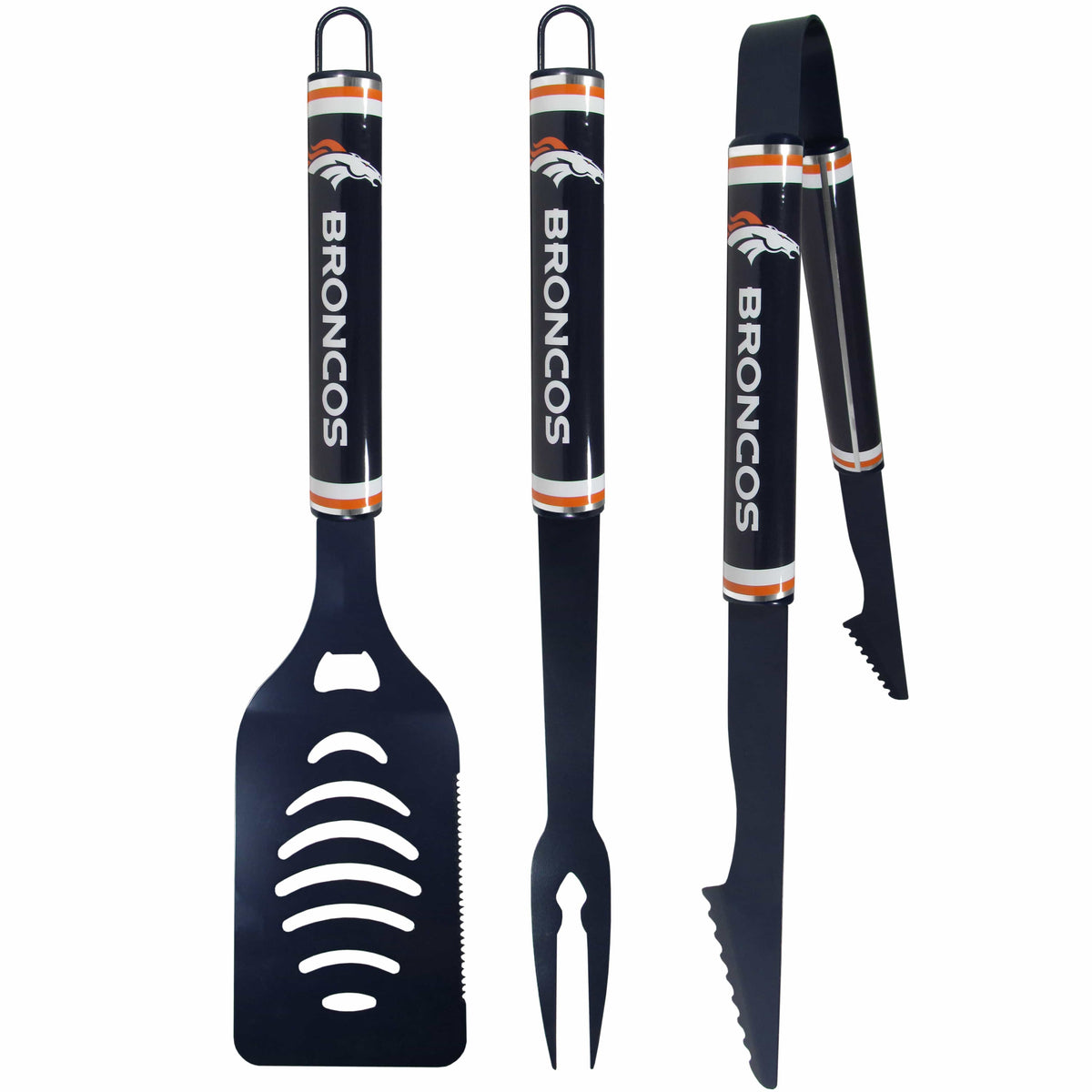 Denver Broncos 3 pc Color BBQ Tools - Denver Broncos