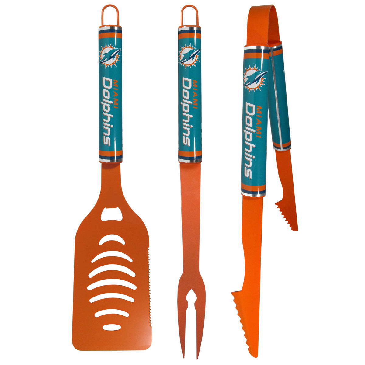 Miami Dolphins 3 pc Color BBQ Tools