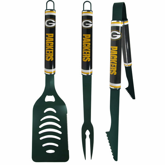 Green Bay Packers 3 pc Color BBQ Tools - Green Bay Packers