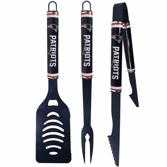 New England Patriots 3 pc Color BBQ Tools - New England Patriots