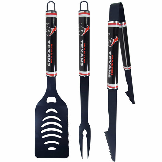 Houston Texans 3 pc Color BBQ Tools - Houston Texans