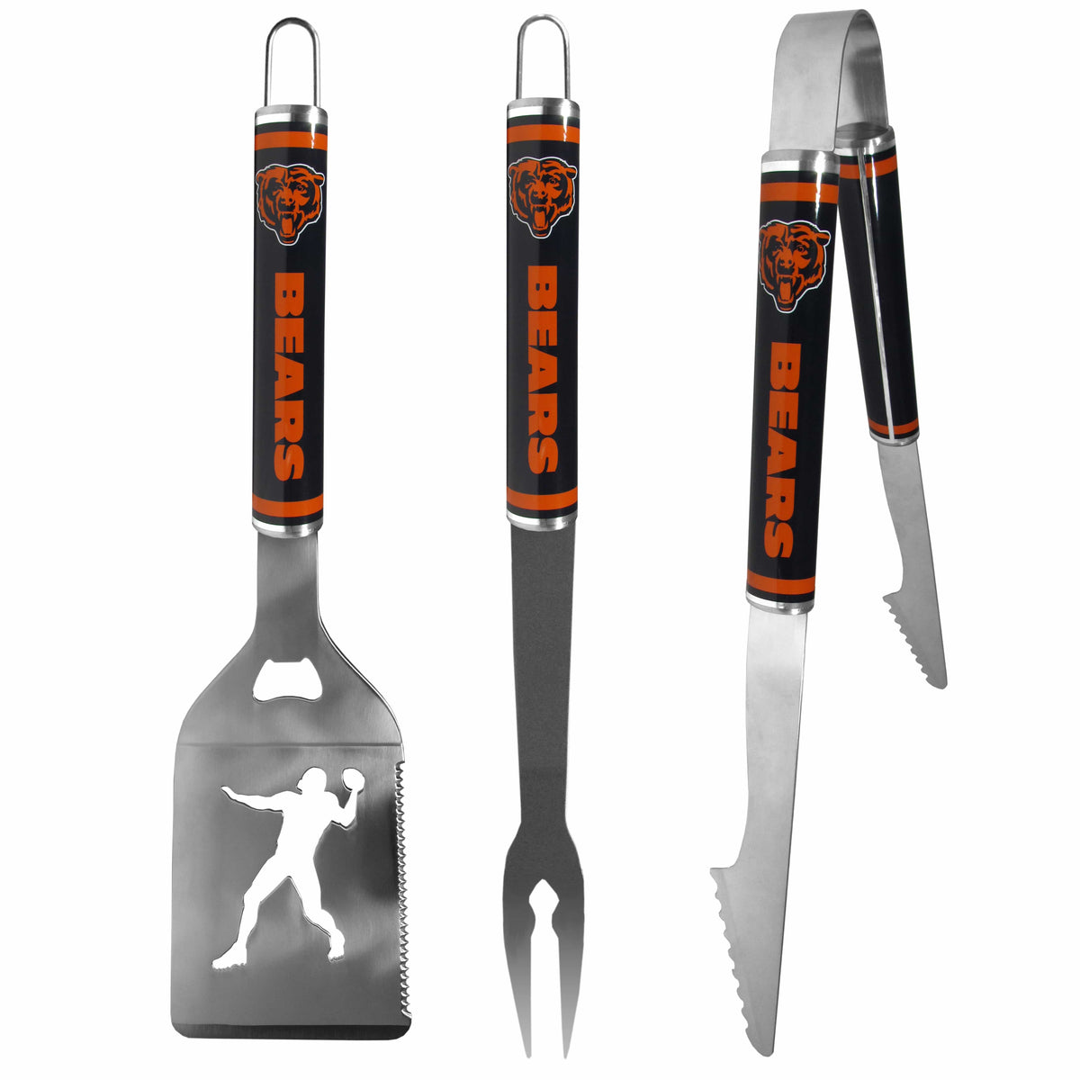 Chicago Bears 3 pc Steel BBQ Tool Set - Chicago Bears