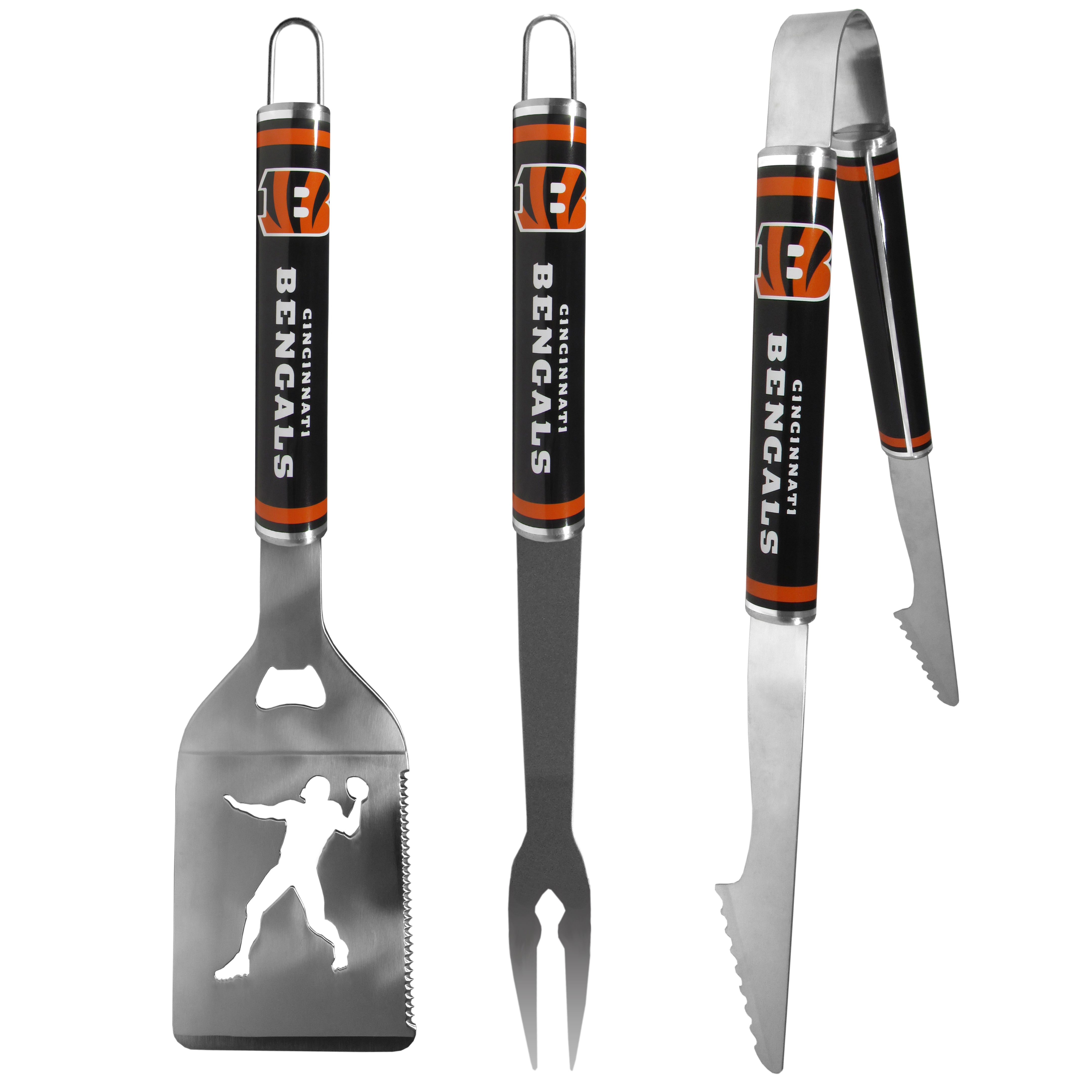 Cincinnati Bengals 3 pc Steel BBQ Tool Set