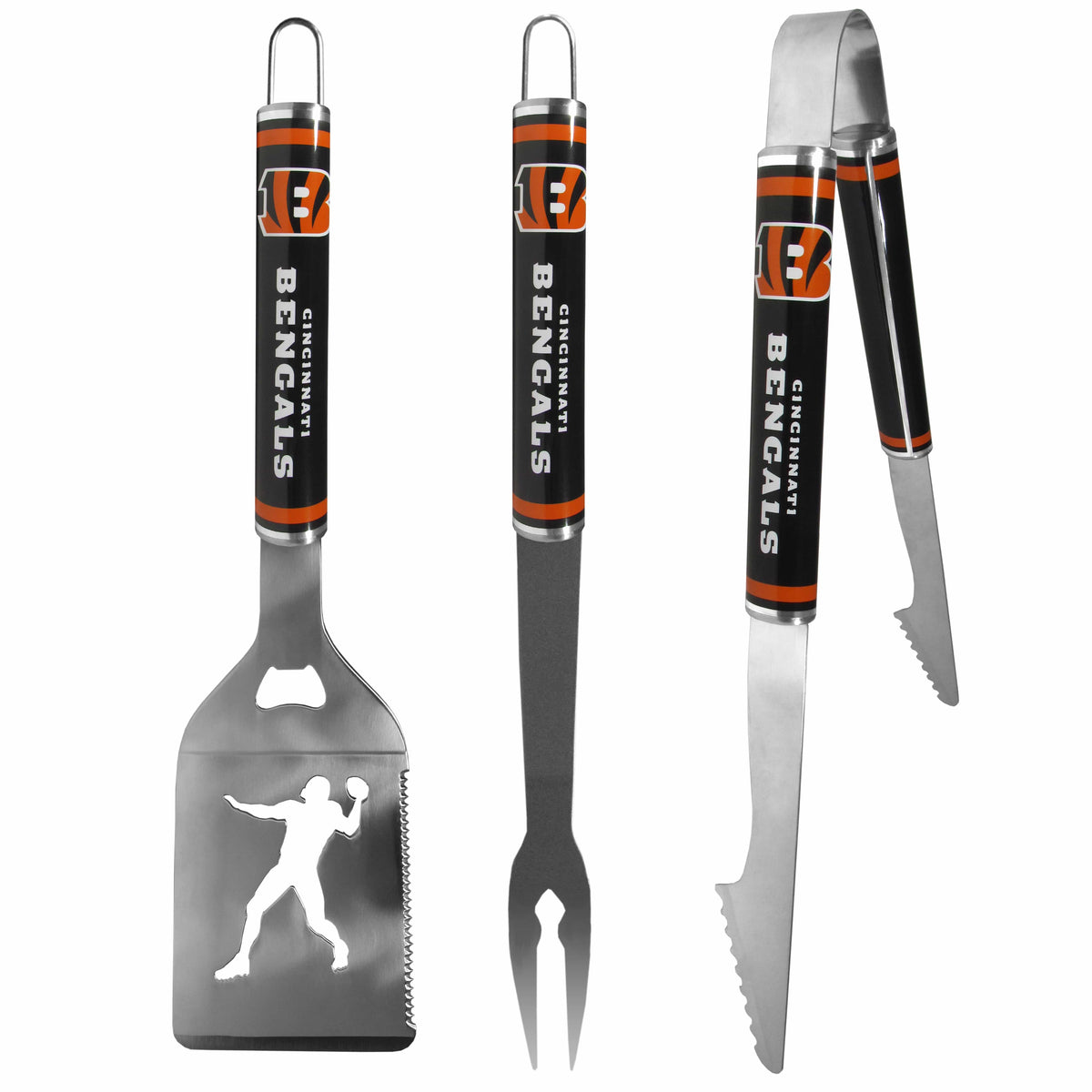 Cincinnati Bengals 3 pc Steel BBQ Tool Set - Cincinnati Bengals