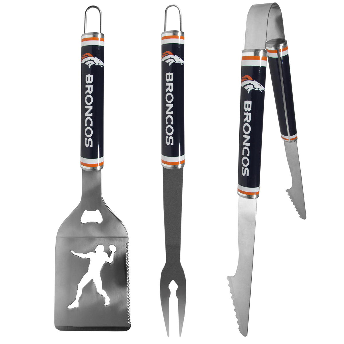 Denver Broncos 3 pc Steel BBQ Tool Set