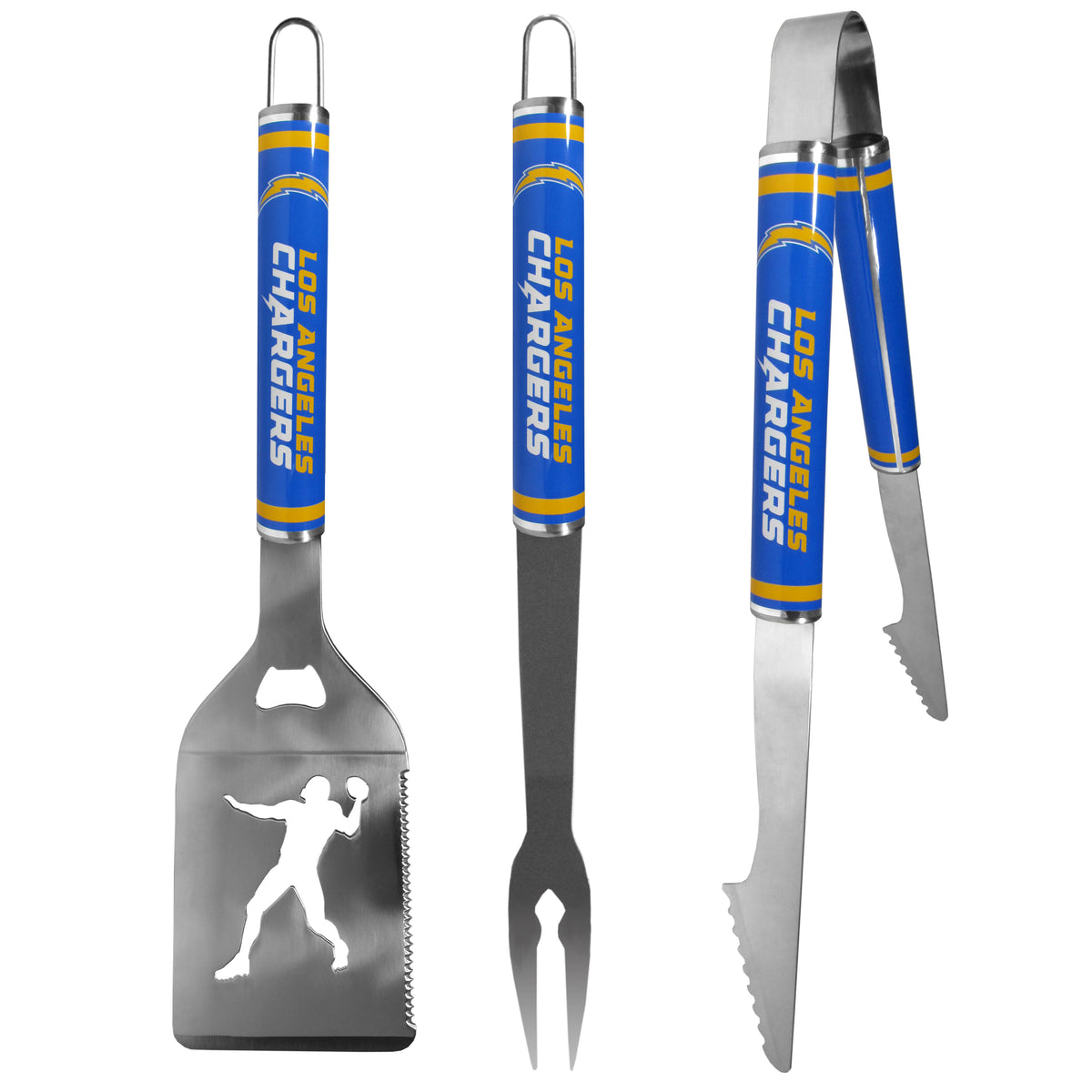 Los Angeles Chargers 3 pc Steel BBQ Tool Set