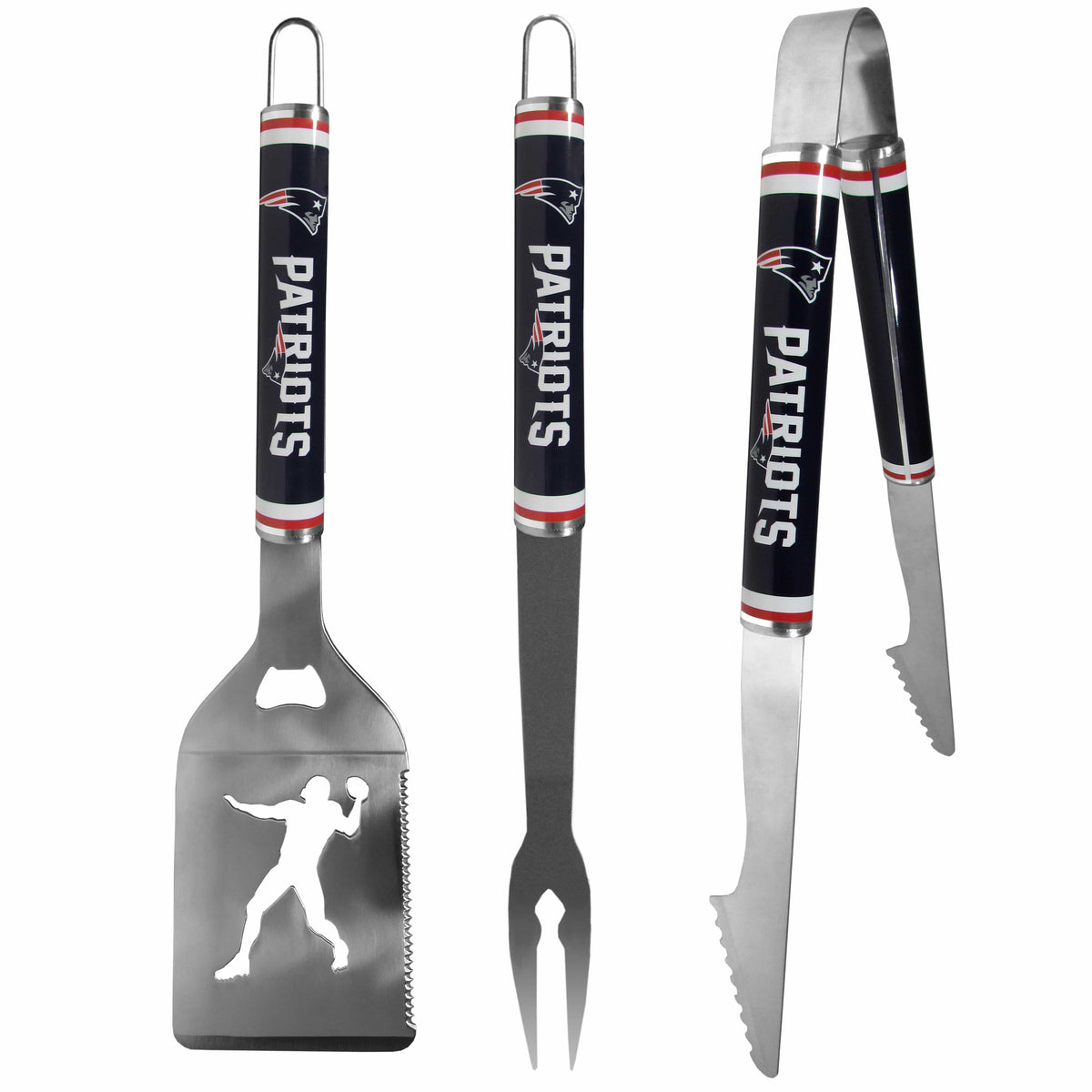 New England Patriots 3 pc Steel BBQ Tool Set