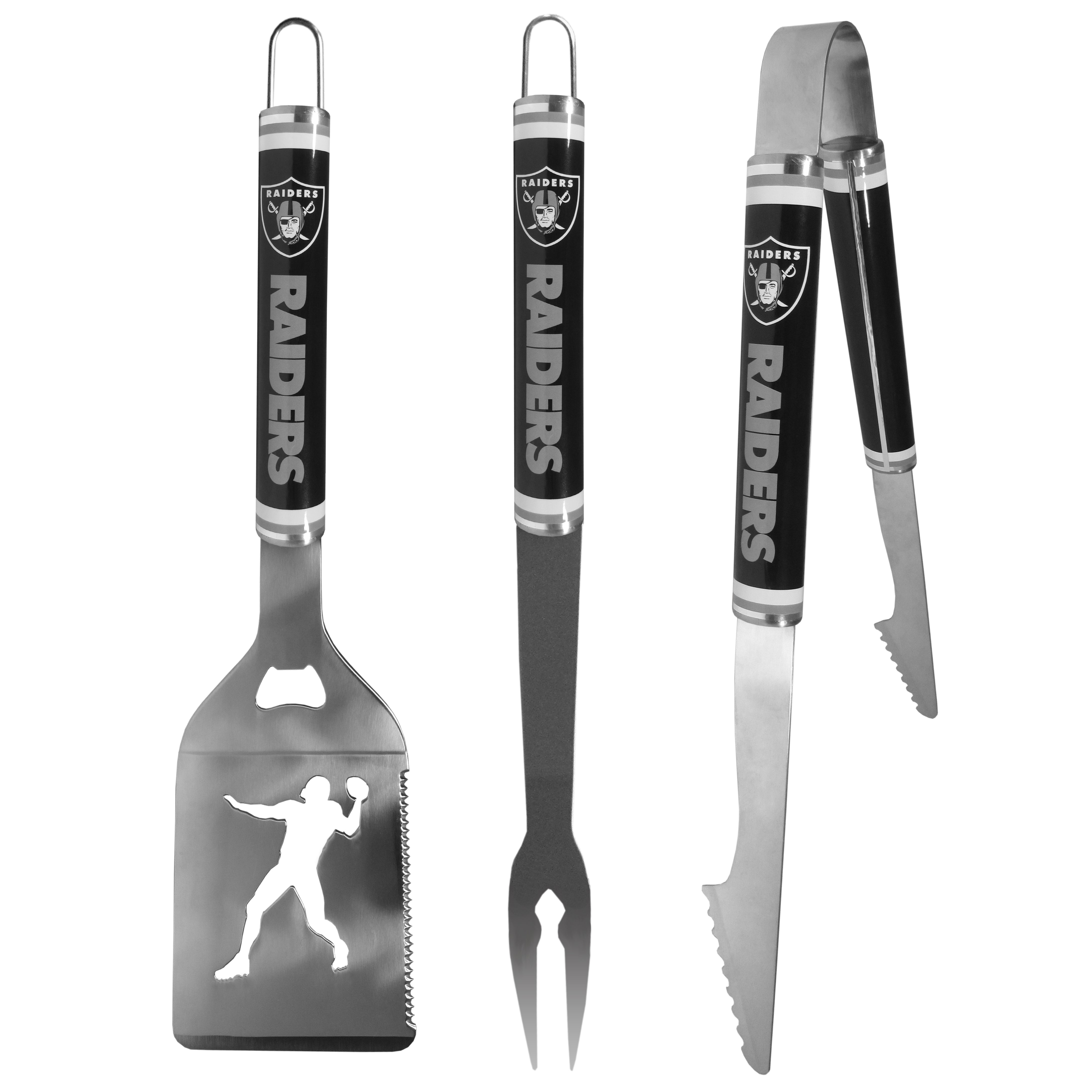 Las Vegas Raiders 3 pc Steel BBQ Tool Set