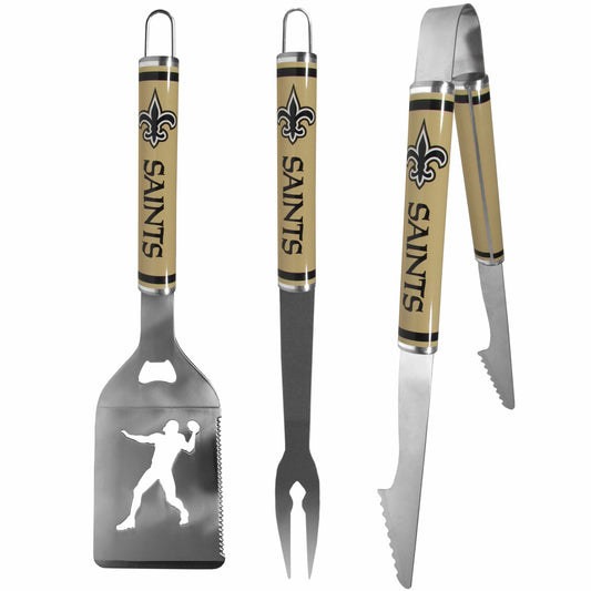 New Orleans Saints 3 pc Steel BBQ Tool Set