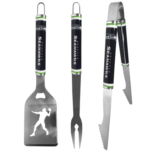 Seattle Seahawks 3 pc Steel BBQ Tool Set