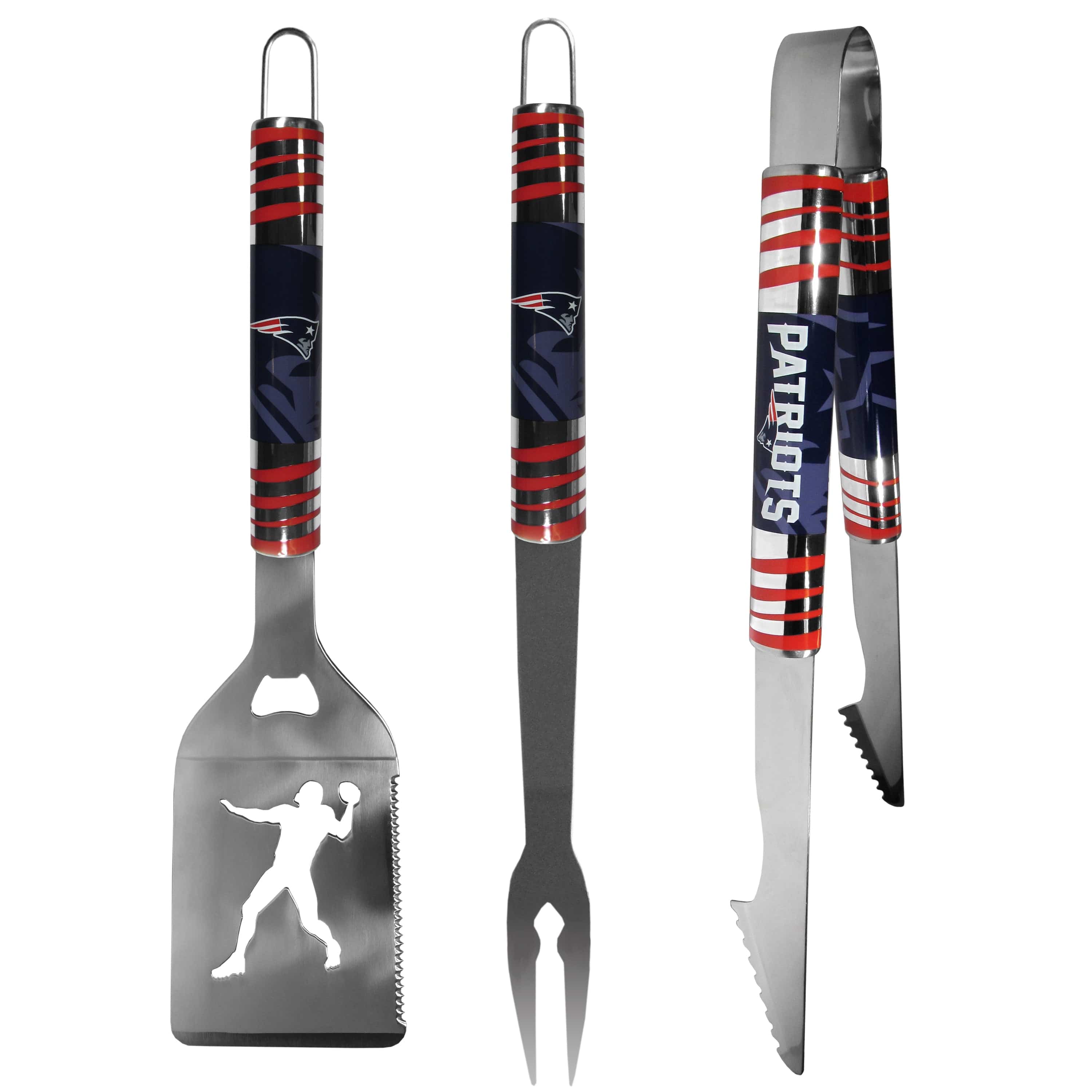 New England Patriots 3 pc Tailgater BBQ Tools - New England Patriots