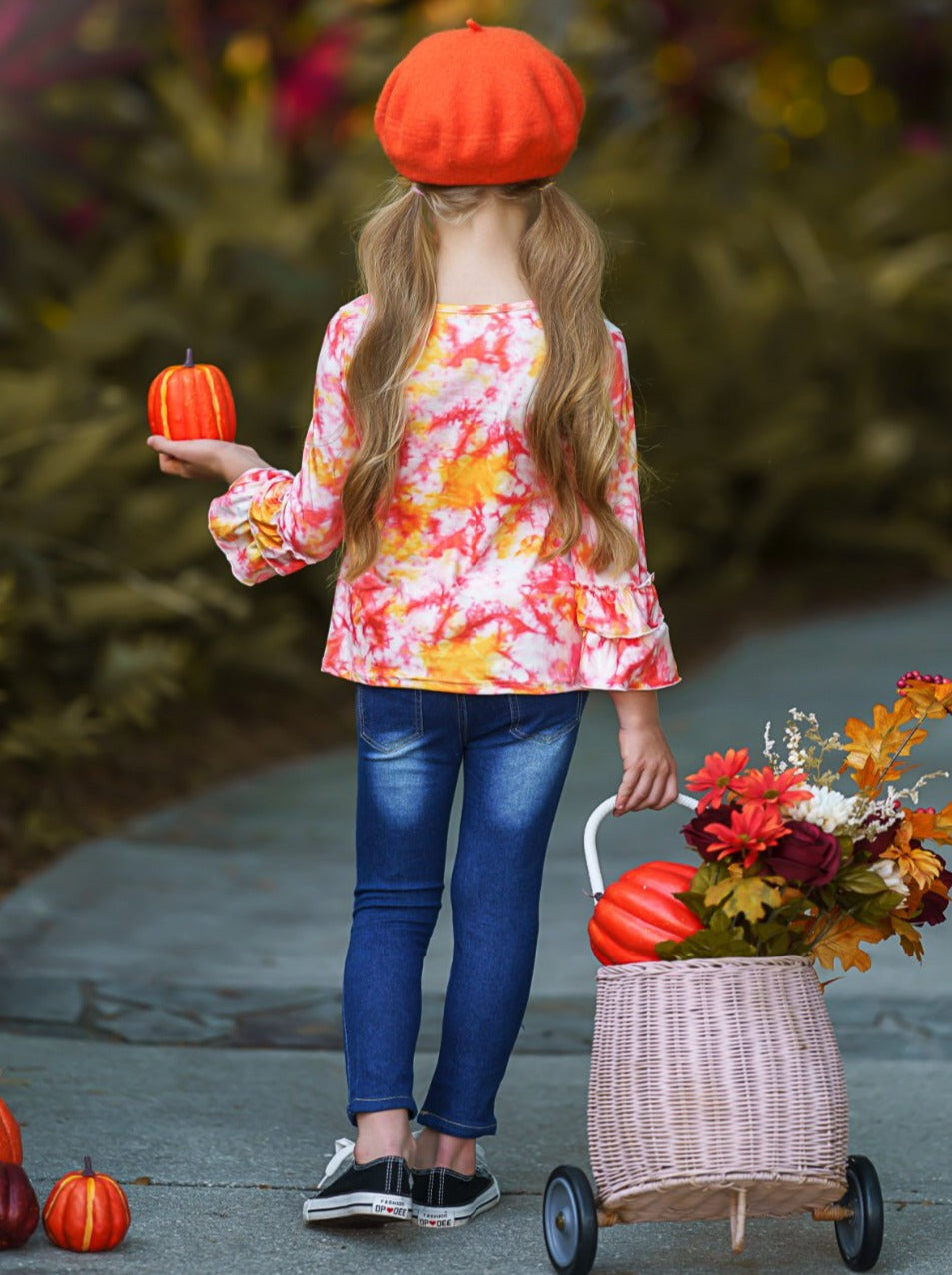 Candy Corn Cutie Top and Patched Jeans Set