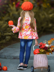 Candy Corn Cutie Top and Patched Jeans Set