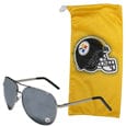 Pittsburgh Steelers Aviator Sunglasses and Bag Set - Siskiyou Buckle