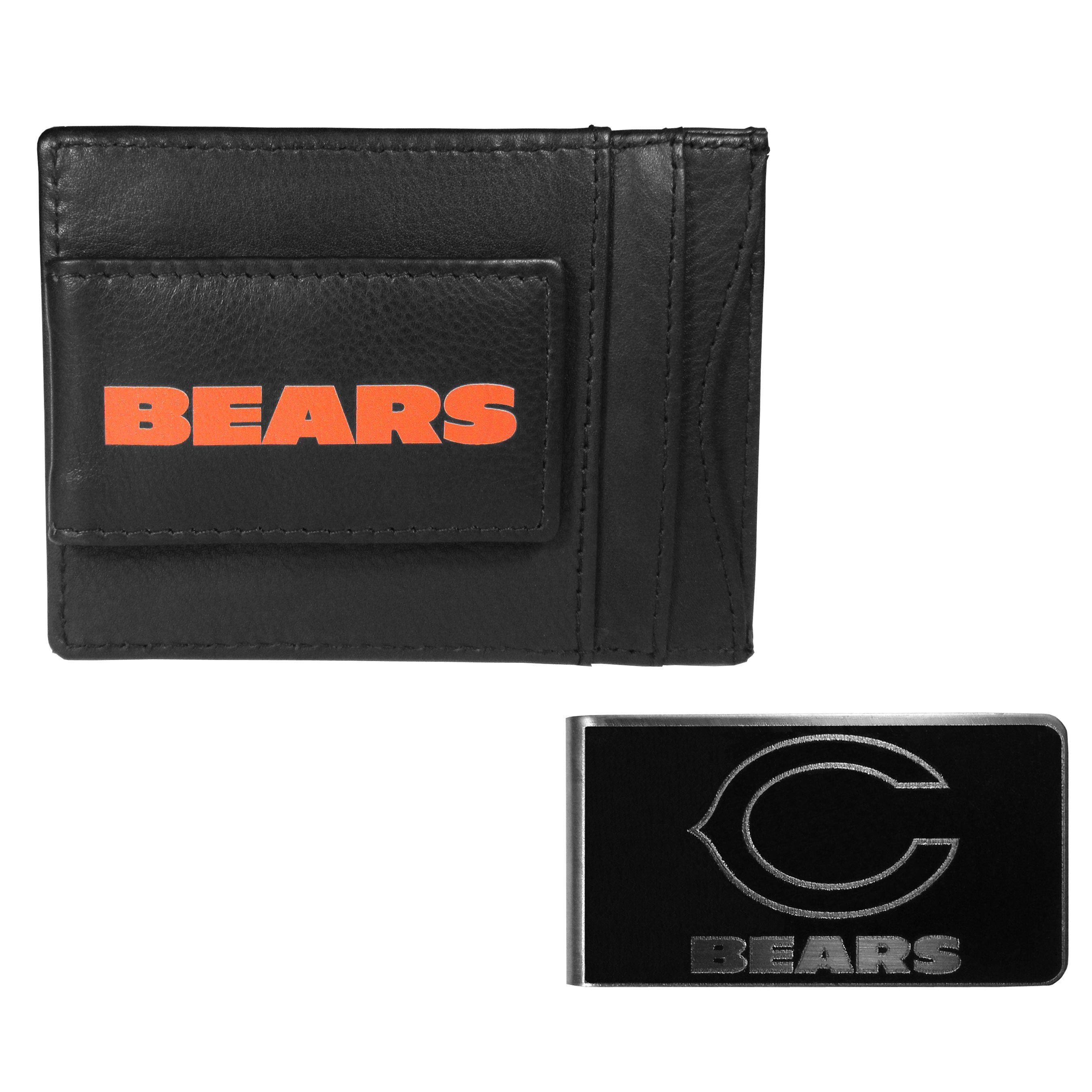 Chicago Bears Leather Cash & Cardholder & Black Money Clip