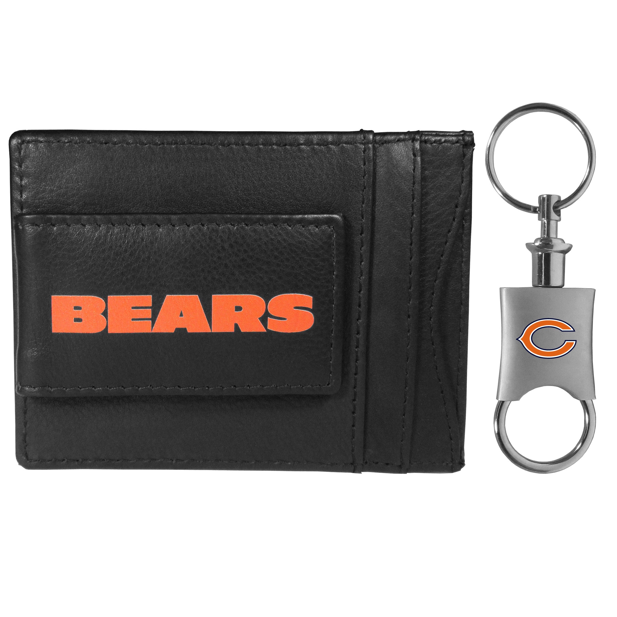 Chicago Bears Leather Cash & Cardholder & Valet Key Chain - Chicago Bears