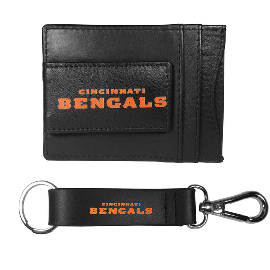 Cincinnati Bengals Leather Cash & Cardholder & Strap Key Chain