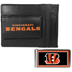 Cincinnati Bengals Leather Cash & Cardholder & Color Money Clip