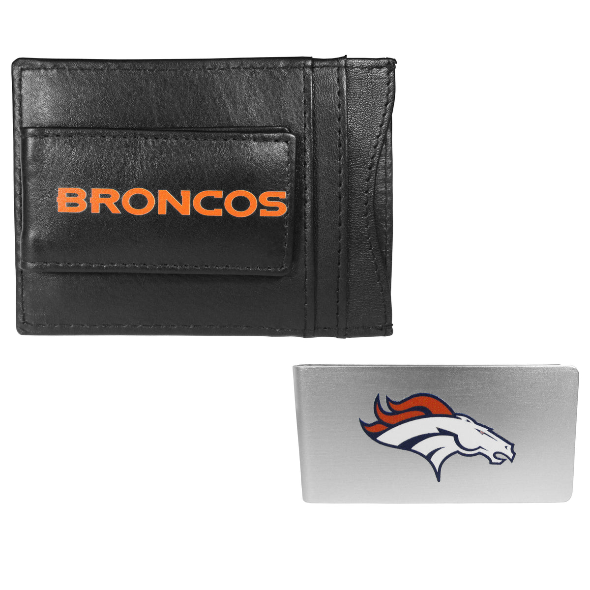 Denver Broncos Leather Cash & Cardholder & Money Clip