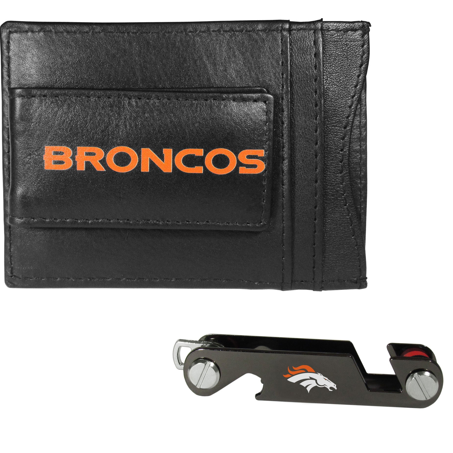 Denver Broncos Leather Cash & Cardholder & Key Organizer