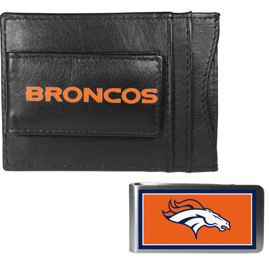 Denver Broncos Leather Cash & Cardholder & Color Money Clip