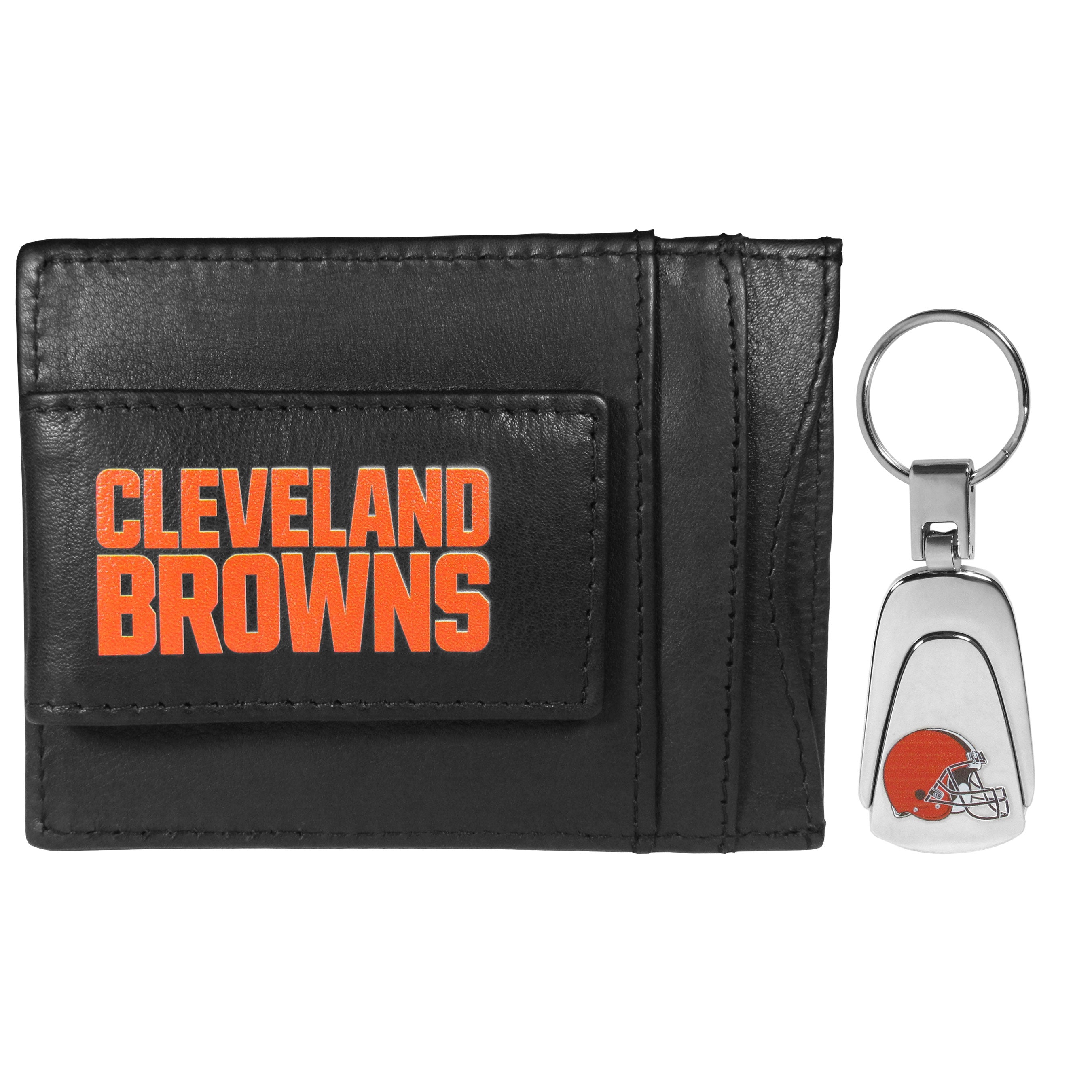 Cleveland Browns Leather Cash & Cardholder & Steel Key Chain