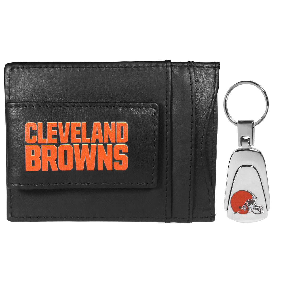 Cleveland Browns Leather Cash & Cardholder & Steel Key Chain