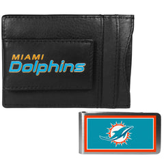 Miami Dolphins Leather Cash & Cardholder & Color Money Clip