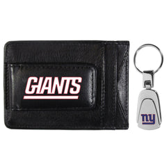 New York Giants Leather Cash & Cardholder & Steel Key Chain - New York Giants