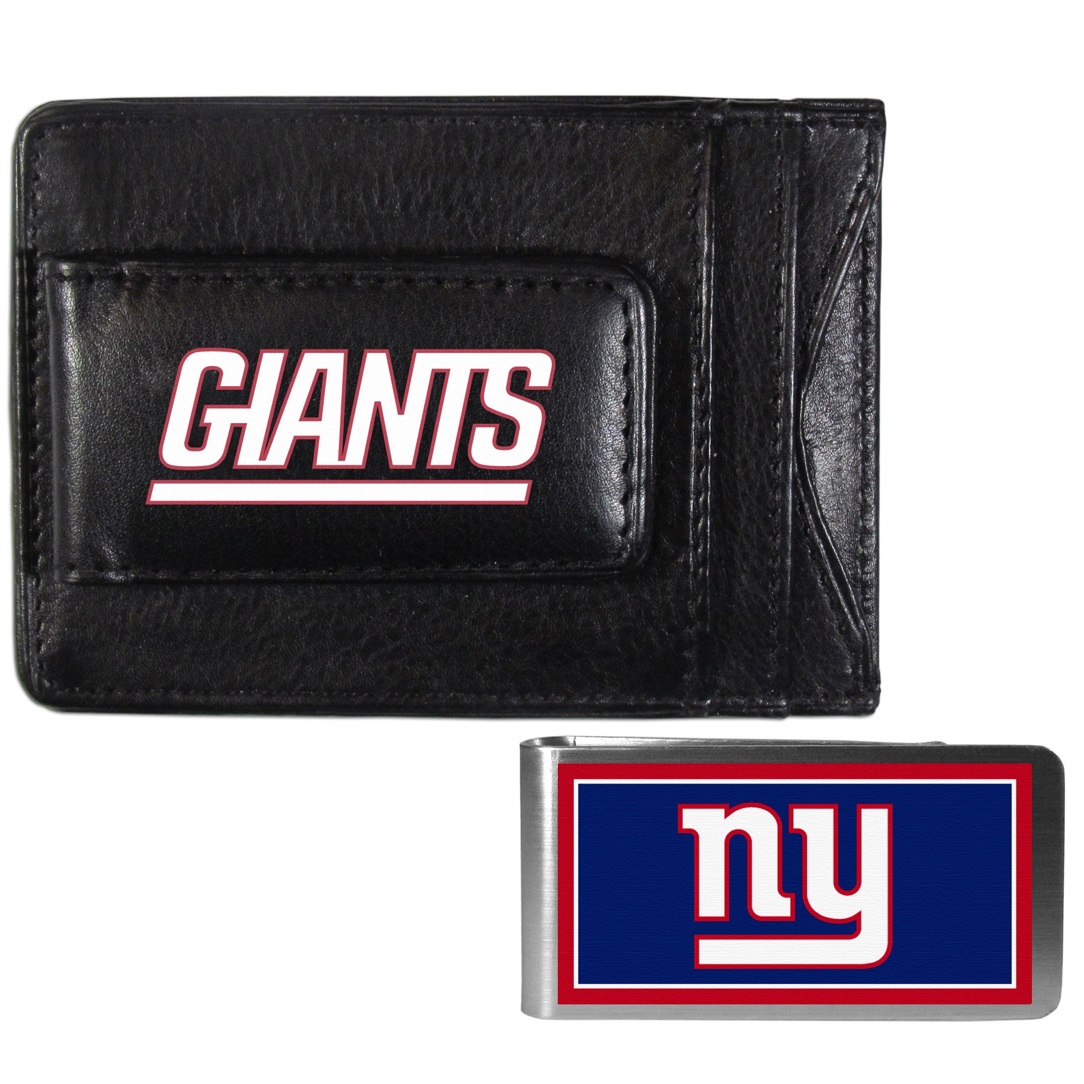 New York Giants Leather Cash & Cardholder & Color Money Clip - New York Giants