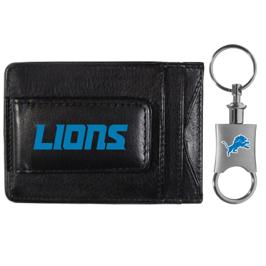 Detroit Lions Leather Cash & Cardholder & Valet Key Chain