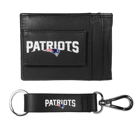 New England Patriots Leather Cash & Cardholder & Strap Key Chain - New England Patriots