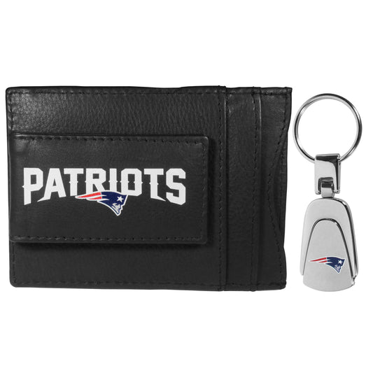 New England Patriots Leather Cash & Cardholder & Steel Key Chain - New England Patriots