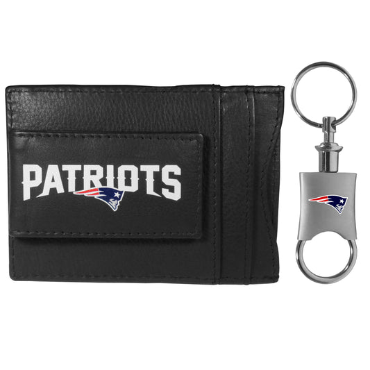 New England Patriots Leather Cash & Cardholder & Valet Key Chain - New England Patriots