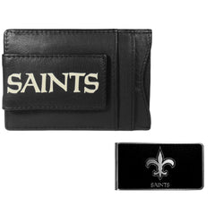 New Orleans Saints Leather Cash & Cardholder & Black Money Clip