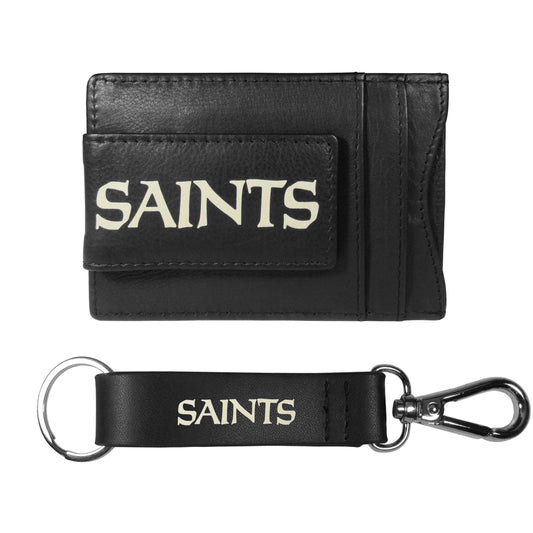 New Orleans Saints Leather Cash & Cardholder & Strap Key Chain